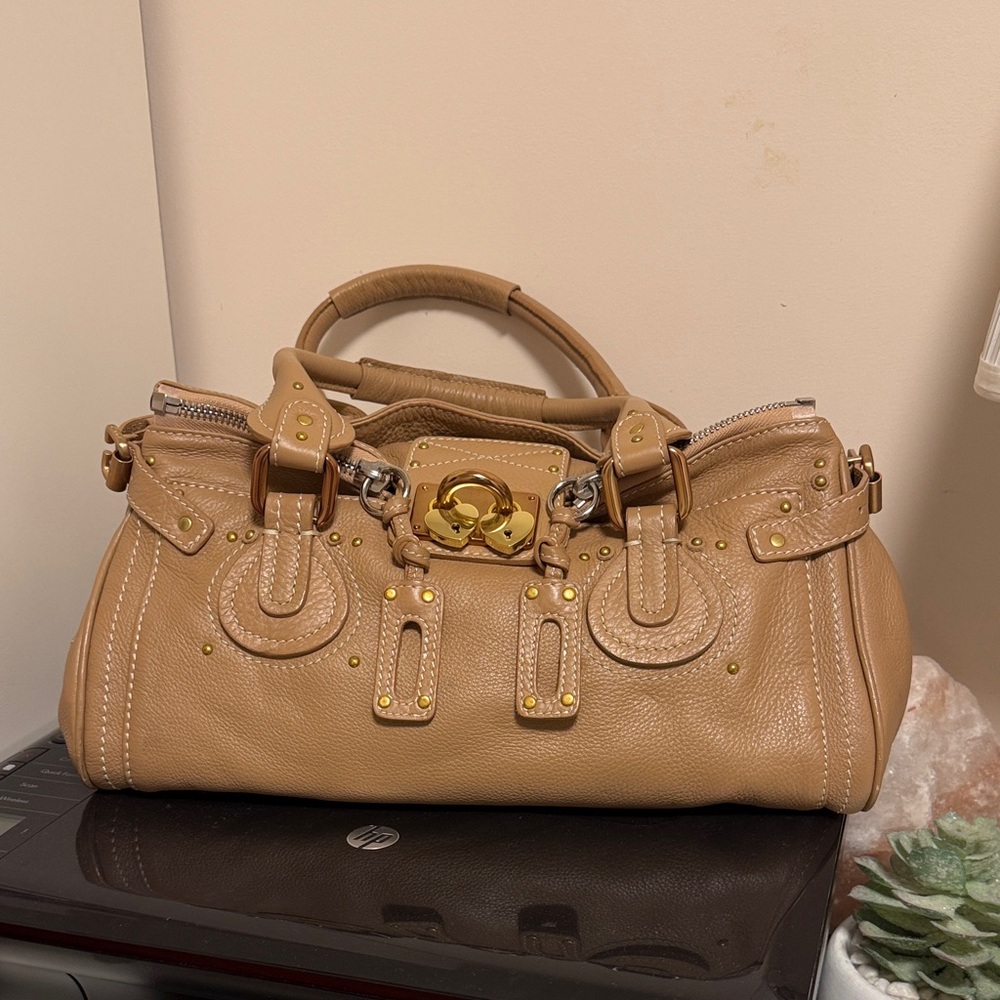 Chloe Paddington Beige Leather Satchel with Rose Gold Hardware